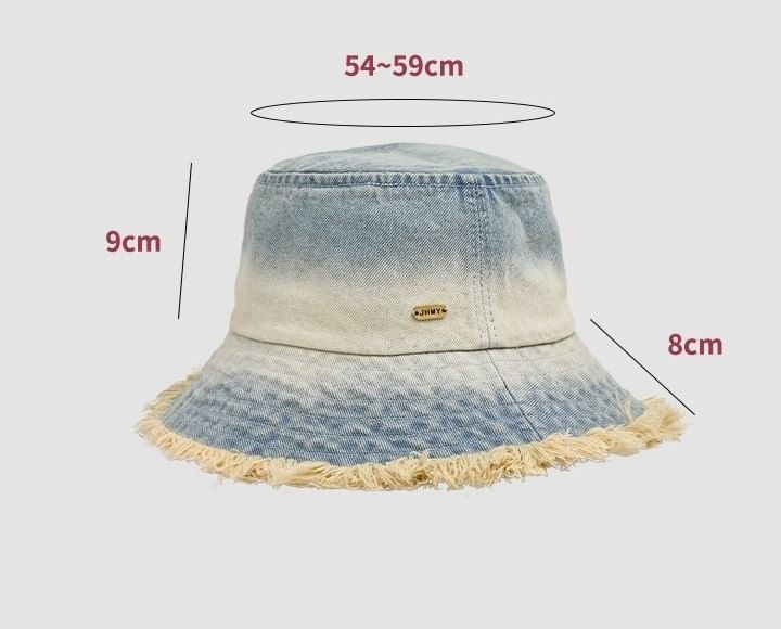 Hat With Bucket Edge Denim Frayed
