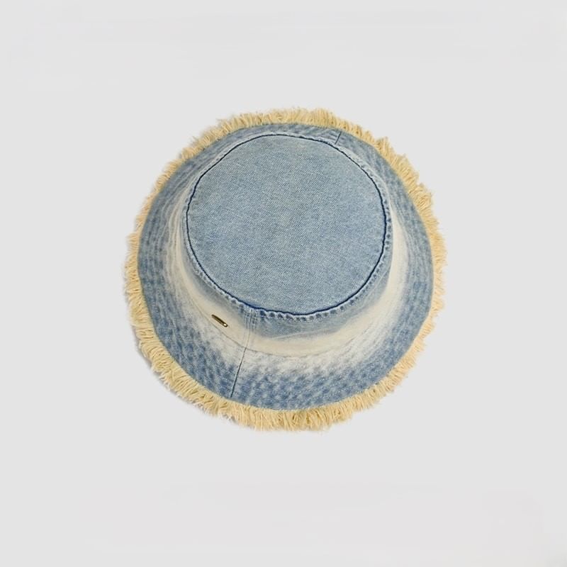 Hat With Bucket Edge Denim Frayed