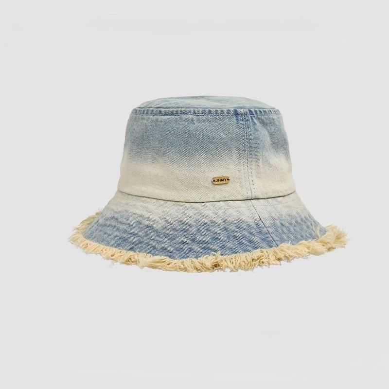 Hat With Bucket Edge Denim Frayed