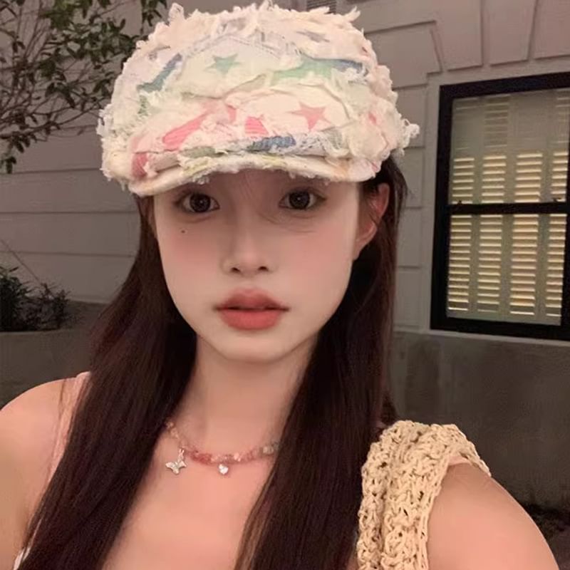 Cabbie Patchwork Hat Newsboy Distressed