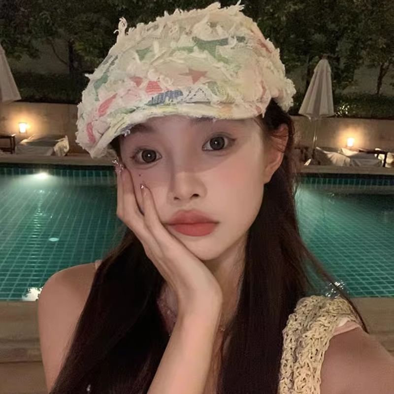 Cabbie Patchwork Hat Newsboy Distressed