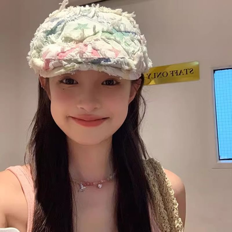 Cabbie Patchwork Hat Newsboy Distressed