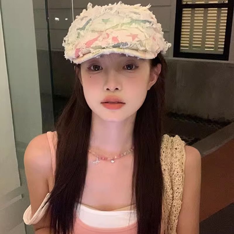 Cabbie Patchwork Hat Newsboy Distressed