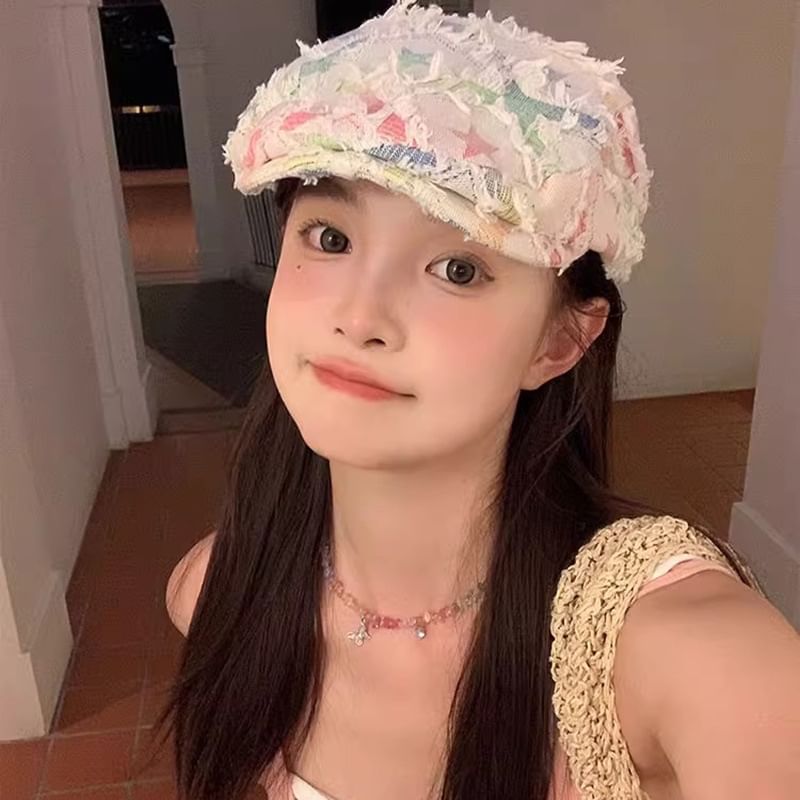 Cabbie Patchwork Hat Newsboy Distressed