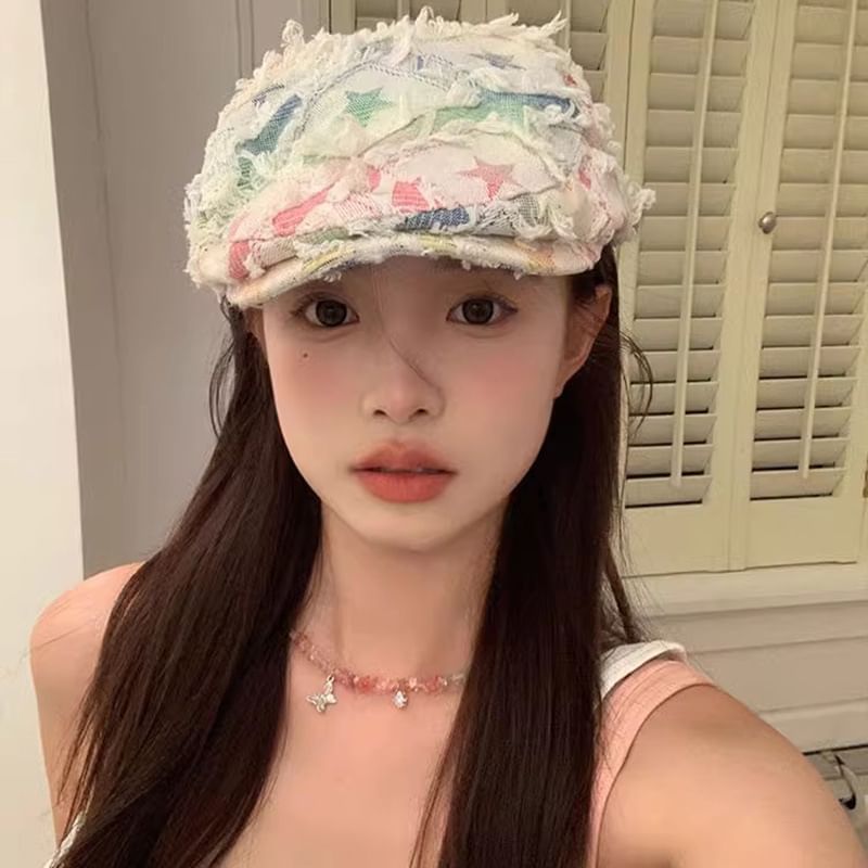 Cabbie Patchwork Hat Newsboy Distressed