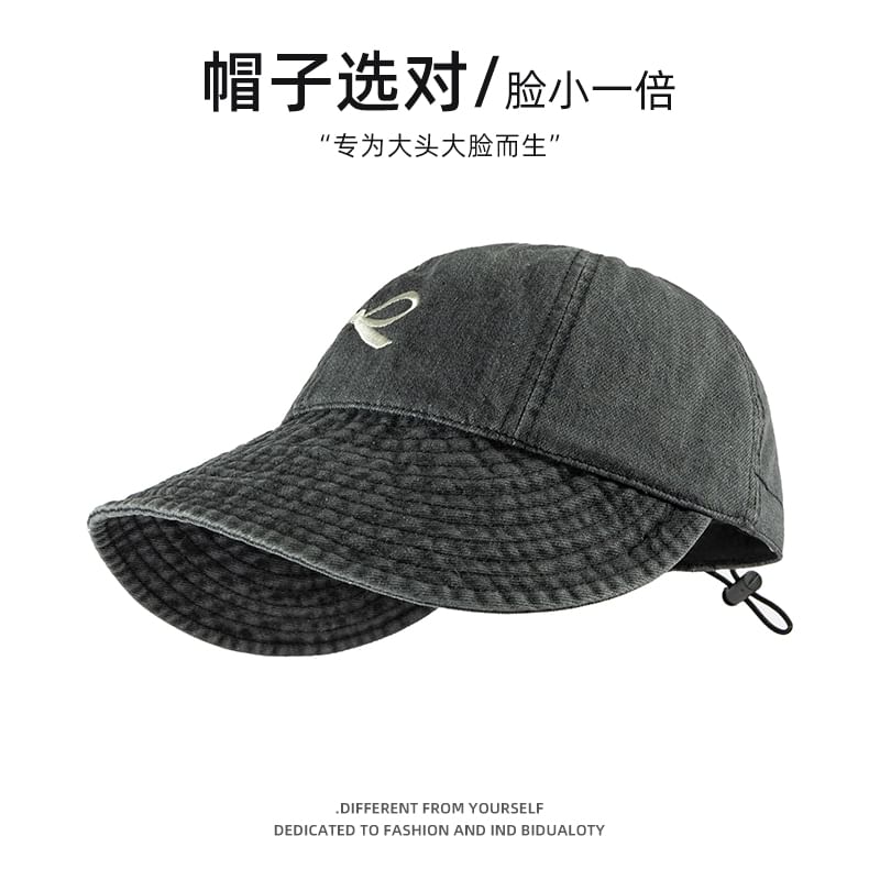Baseball Embroidered Denim Cap Bow