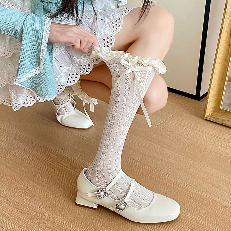 Bow Ruffle Trim Socks / Set