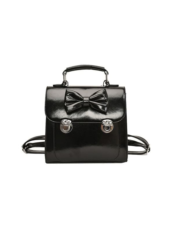 Faux Backpack Flap Leather Bow