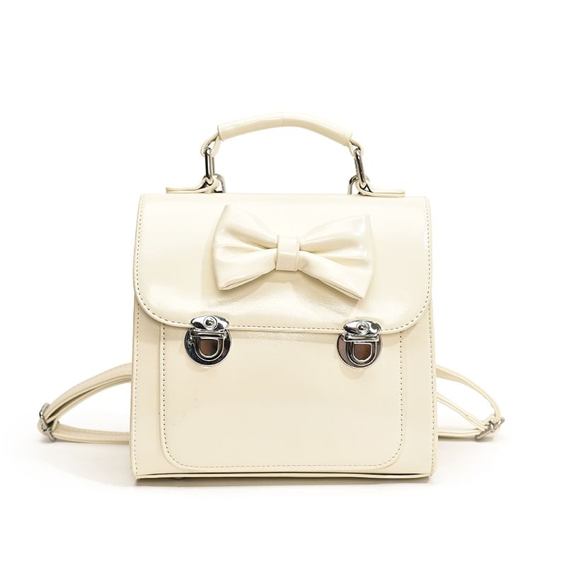 Faux Backpack Flap Leather Bow
