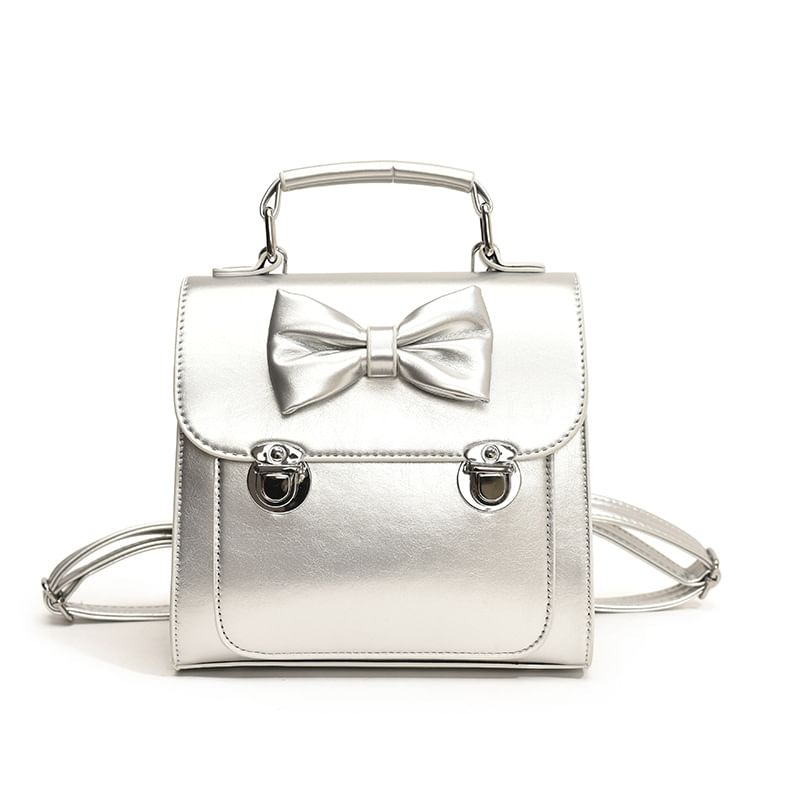 Faux Backpack Flap Leather Bow