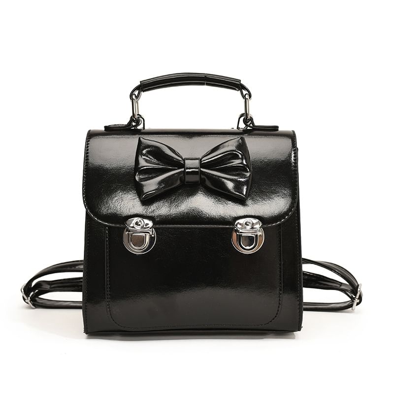 Faux Backpack Flap Leather Bow
