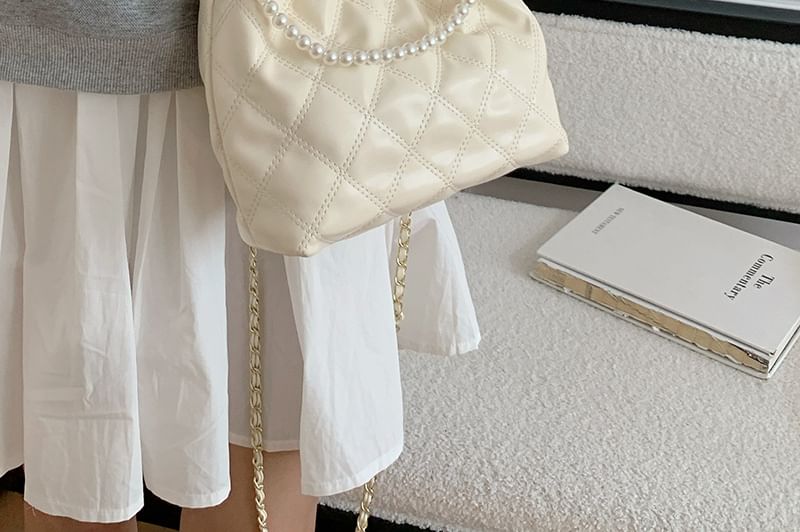 Crossbody Chain Faux Bag Pearl Quilted