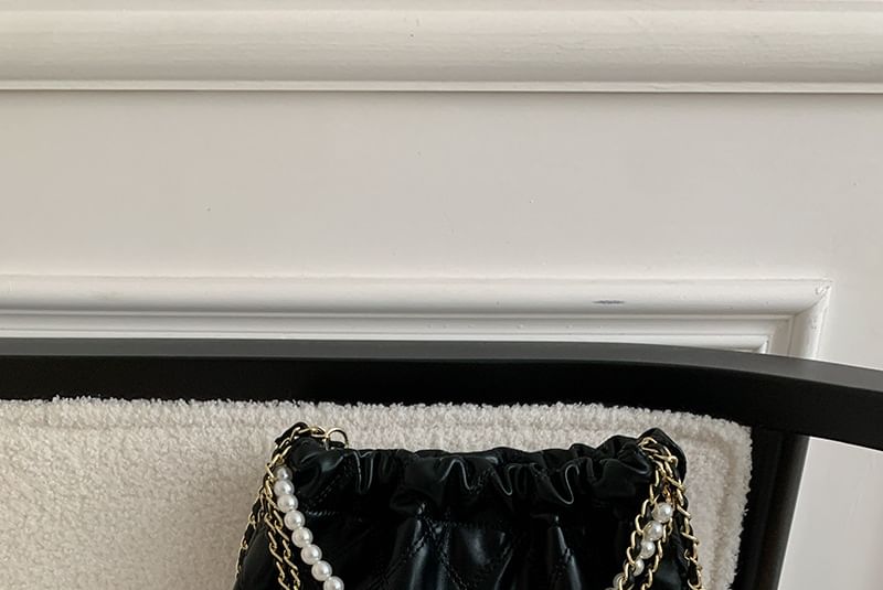 Crossbody Chain Faux Bag Pearl Quilted