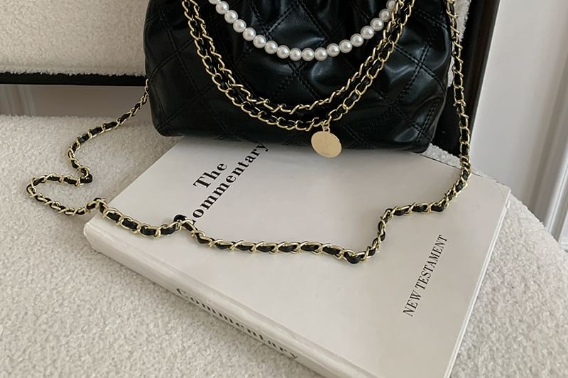 Crossbody Chain Faux Bag Pearl Quilted