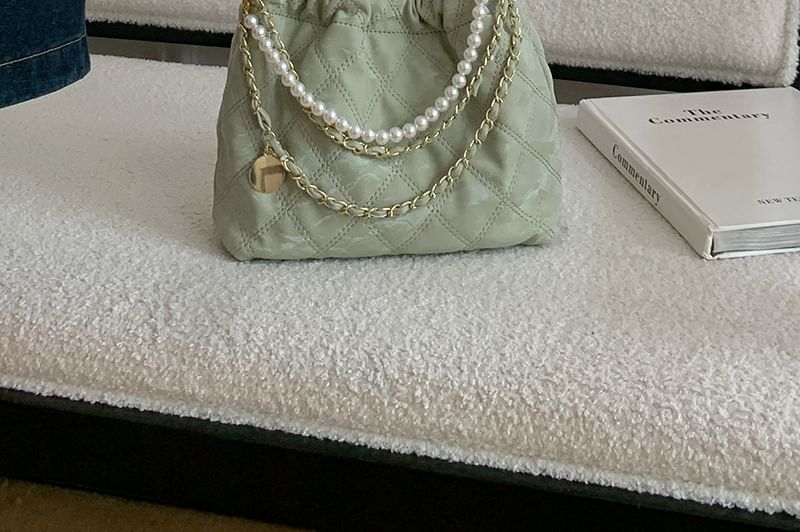 Crossbody Chain Faux Bag Pearl Quilted