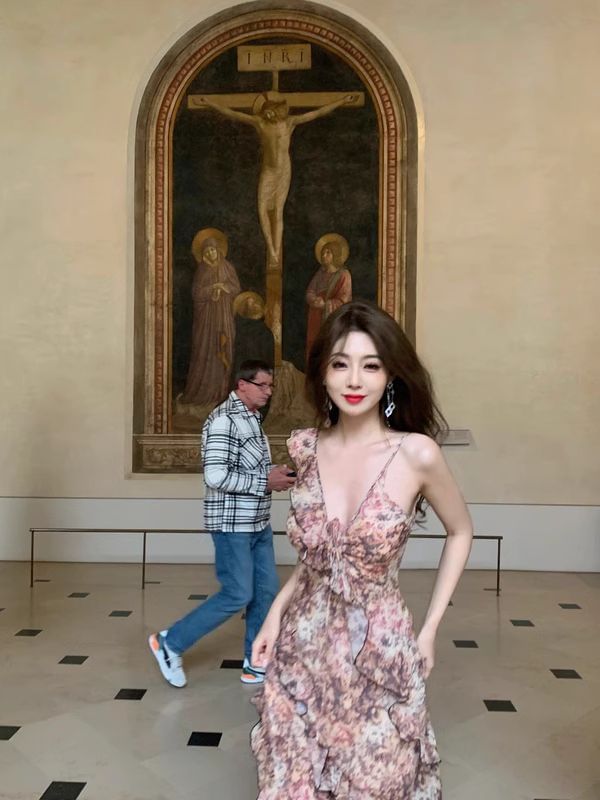 Sleeveless Floral Ruffle Sundress Maxi