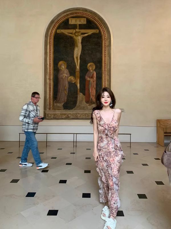 Sleeveless Floral Ruffle Sundress Maxi