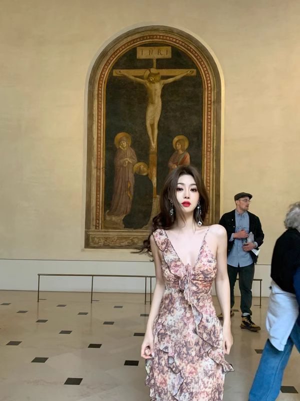 Sleeveless Floral Ruffle Sundress Maxi