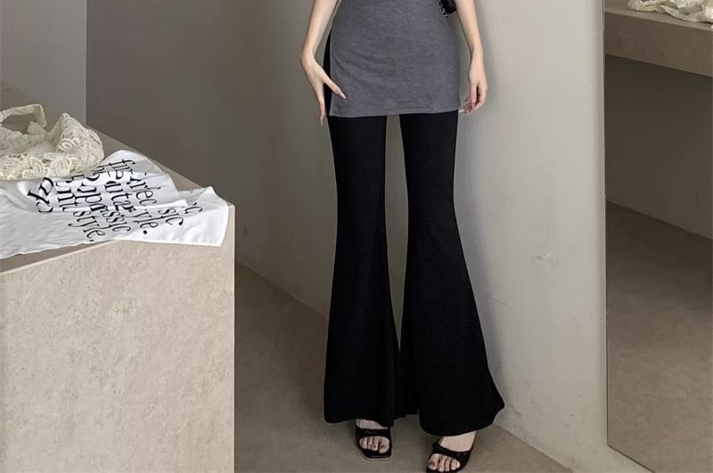 Crewneck Top Flared Sleeveless Pants / Plain