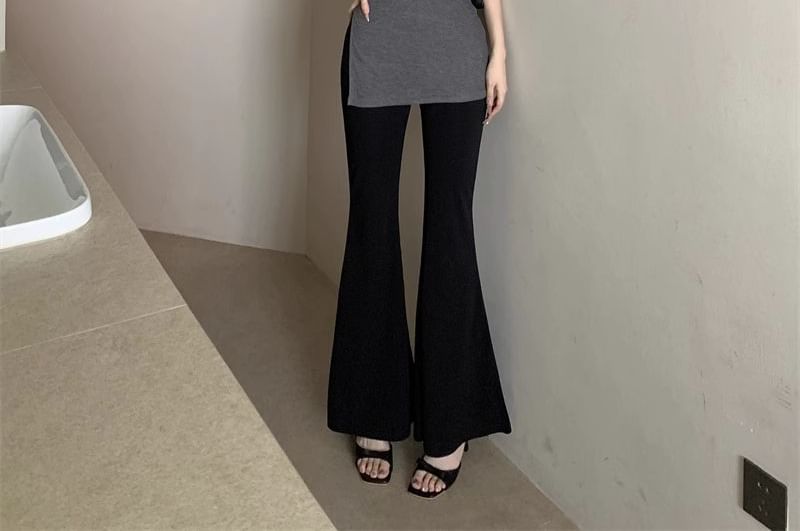 Crewneck Top Flared Sleeveless Pants / Plain