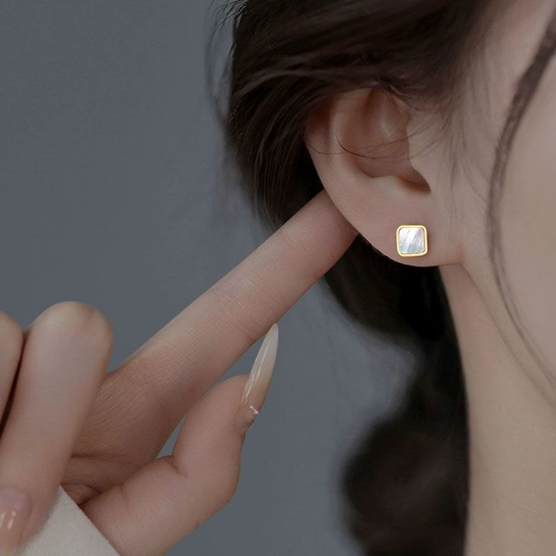 Square Shell Alloy Stud Earring