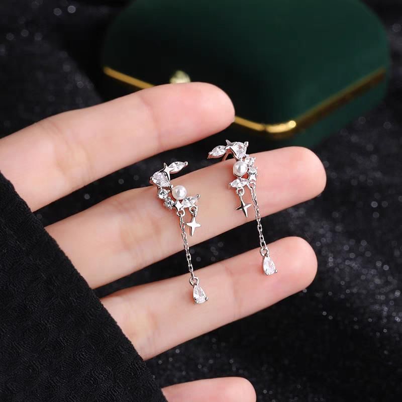 Moon & Star Alloy Dangle Earring