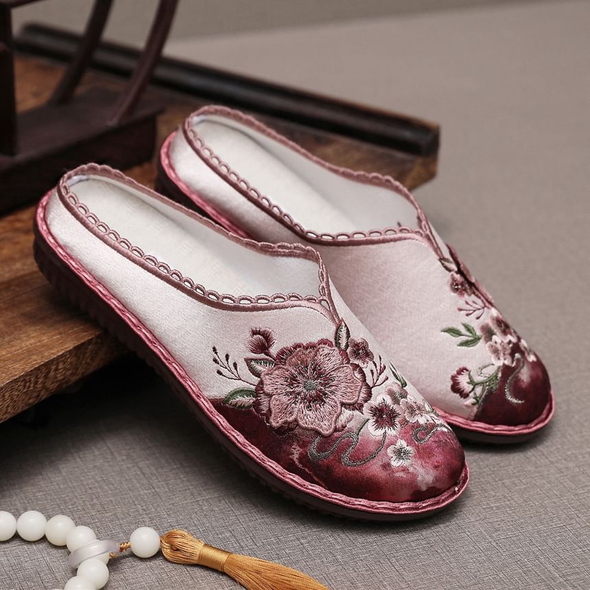 Textile Embroidered Mules