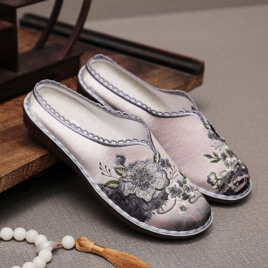 Textile Embroidered Mules
