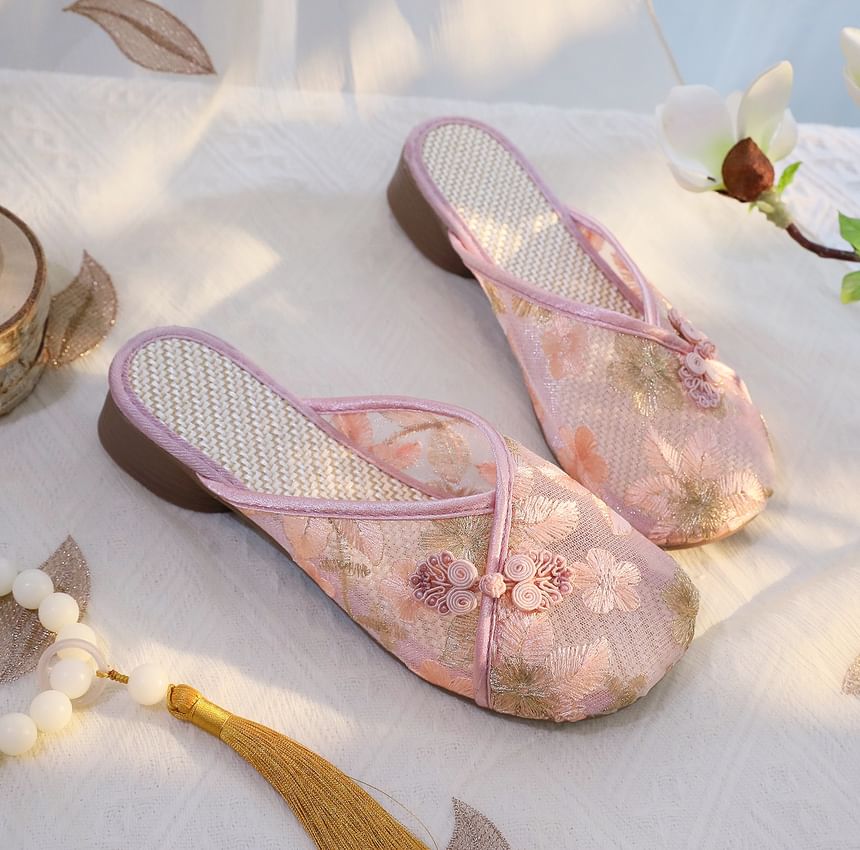 Mules Floral Lace