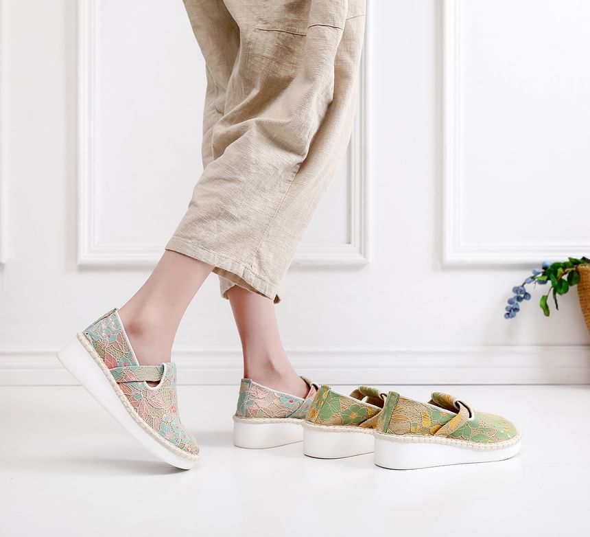 Platform Lace Slip-Ons