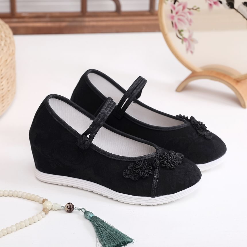 Floral Hidden-Wedge Textile Sandals