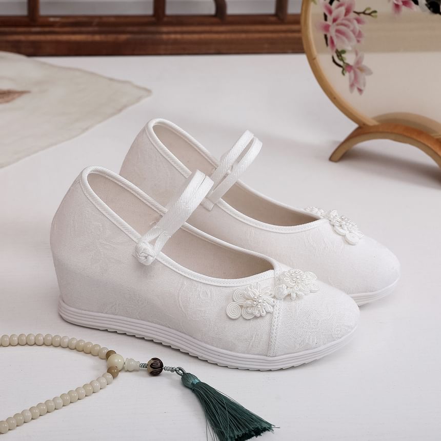 Floral Hidden-Wedge Textile Sandals