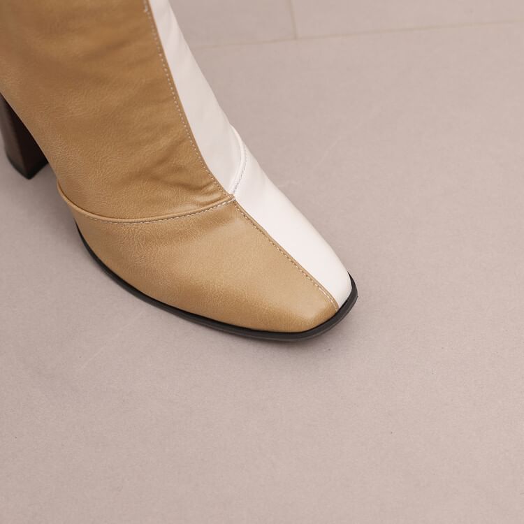 Chunky Boots Short Pointed Toe Heel