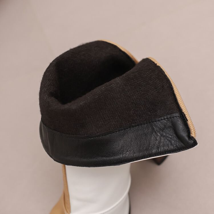 Chunky Boots Short Pointed Toe Heel