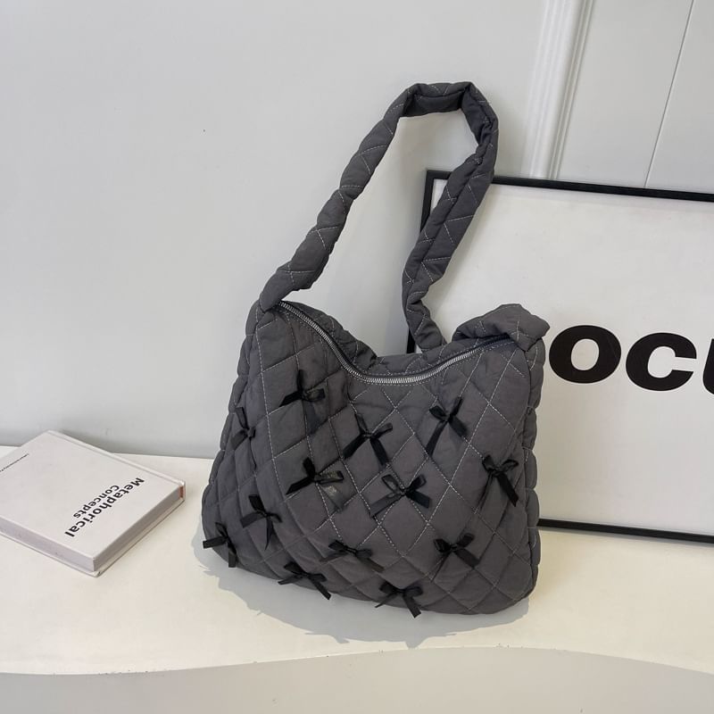 Bow Quilted Tote Bag