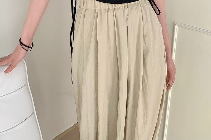 Short-Sleeve Notch Tee Drawstring Plain Waist Neck