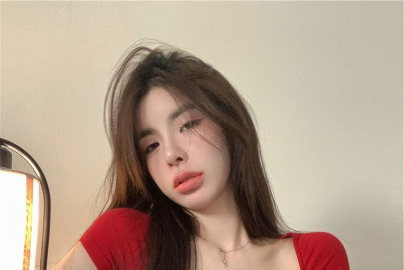 Plain T-Shirt Short-Sleeve Wrap V-Neck