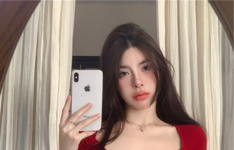 Plain T-Shirt Short-Sleeve Wrap V-Neck