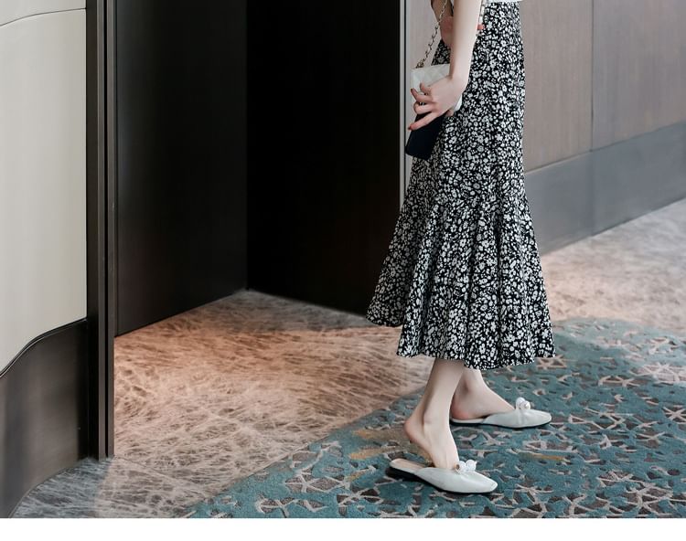 Floral A-Line Midi Print Waist Elastic Skirt