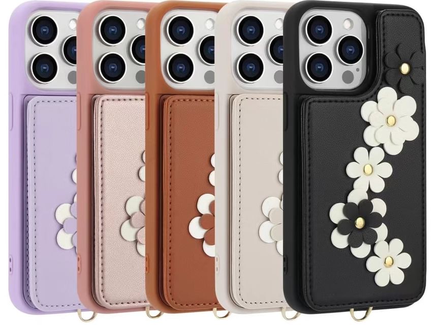 Leather Case Phone Faux Floral
