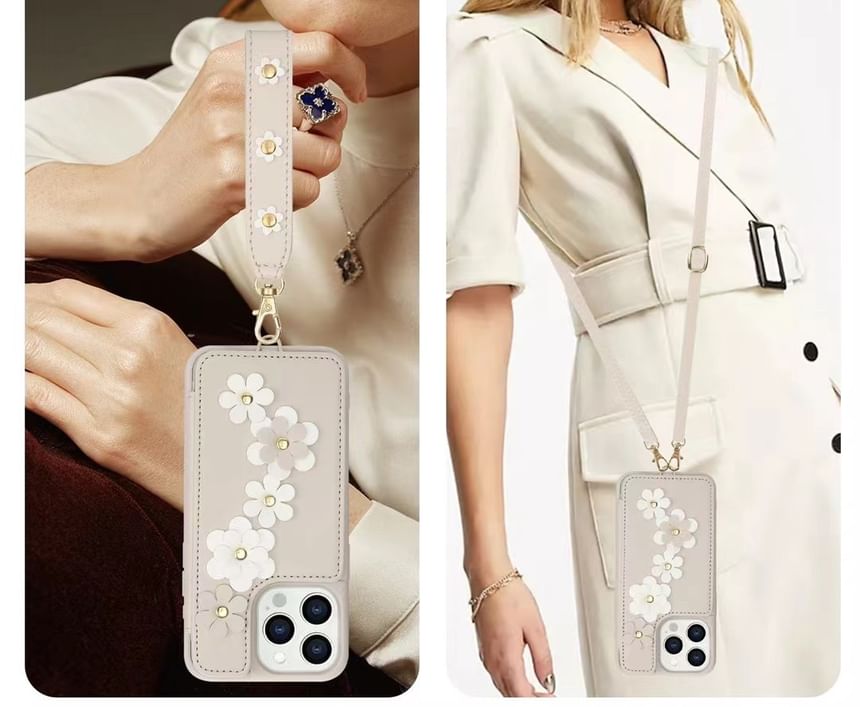 Leather Case Phone Faux Floral