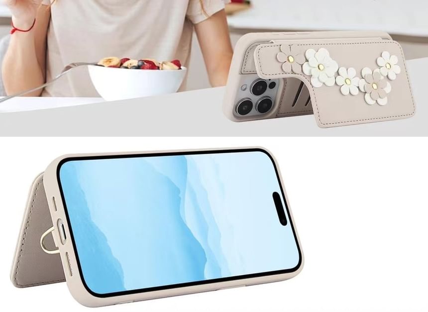 Leather Case Phone Faux Floral