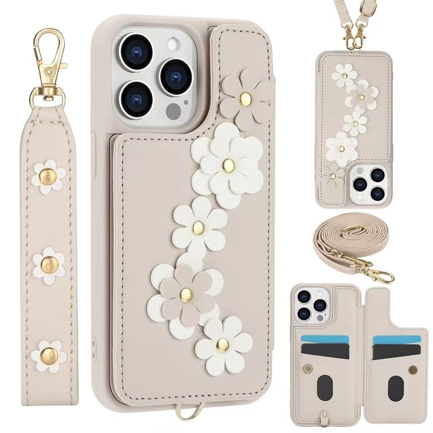 Leather Case Phone Faux Floral