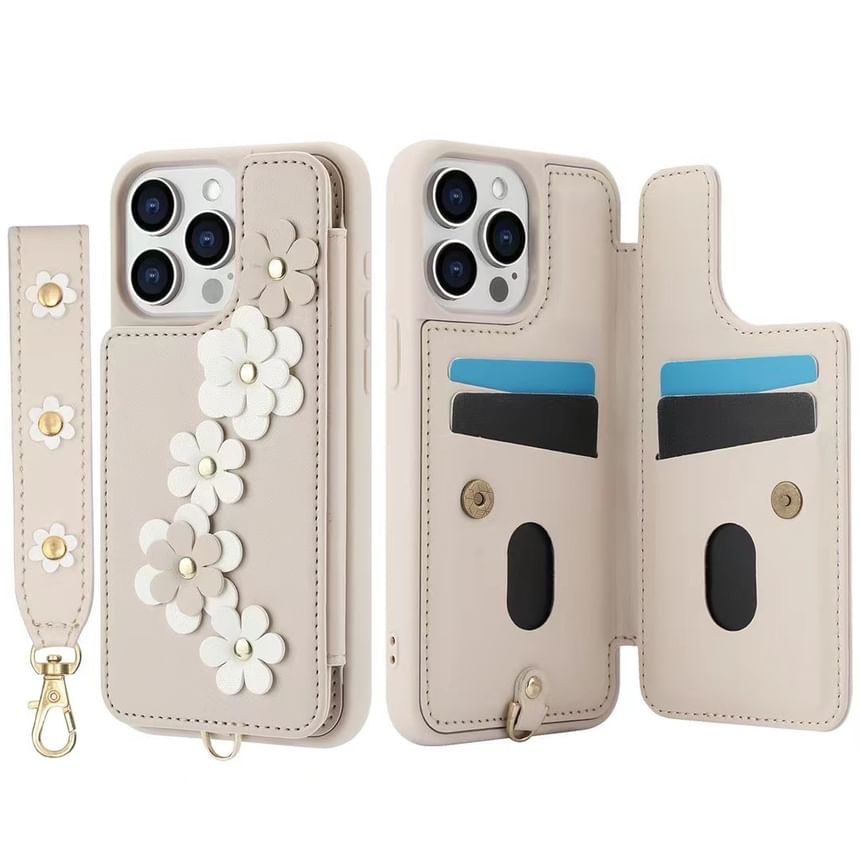 Leather Case Phone Faux Floral