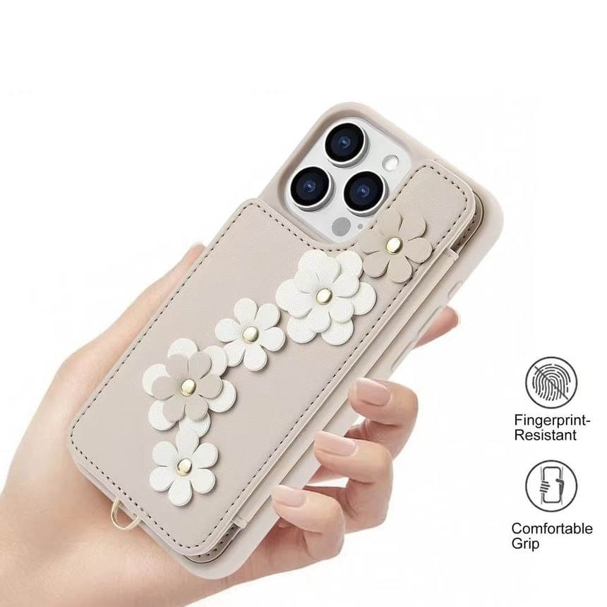 Leather Case Phone Faux Floral