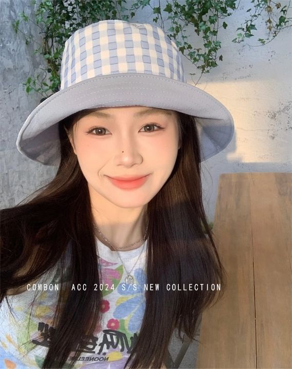 Plaid Hat Bucket Reversible