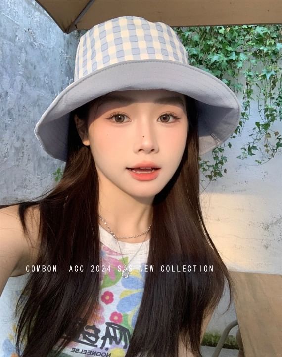 Plaid Hat Bucket Reversible