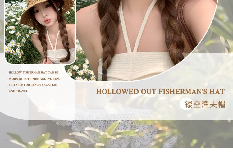 Knit Bucket Embroidered Bow Hat