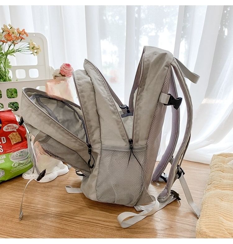 Print Backpack Star Panel Mesh Multi-Pocket