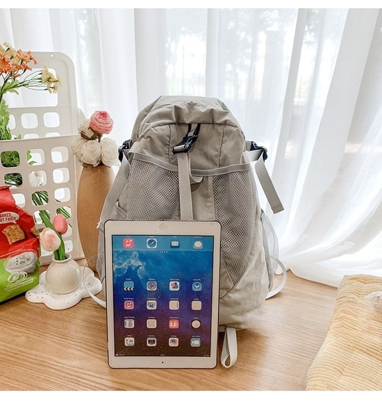 Print Backpack Star Panel Mesh Multi-Pocket